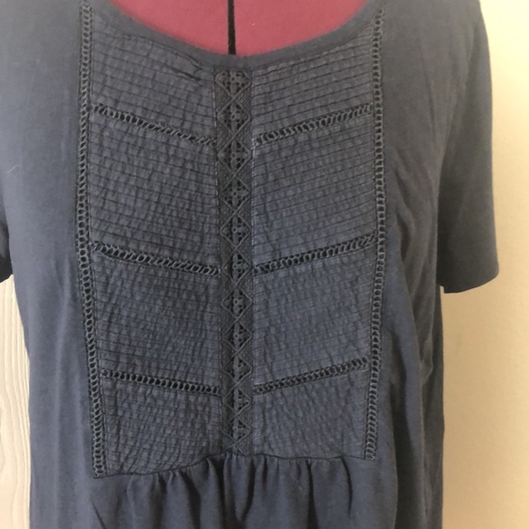 Talbots blue top with overlay design - Picture 2 of 7